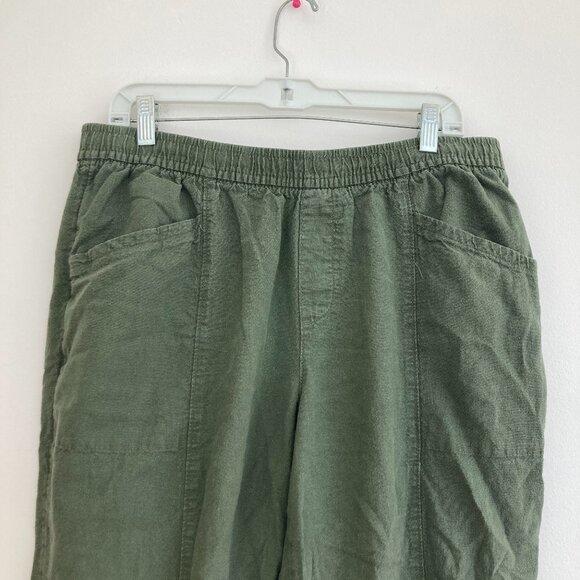 Old Navy Linen Blend Pants Crop Beachy Vacation Minimalist Arugula Green Large - Picture 2 of 7